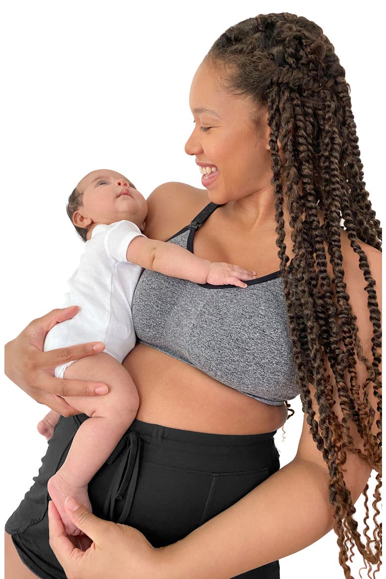 Sublime Nursing Sports Bra - Fits Sizes 30B-40D, Alternate, color, GREY HEATHER