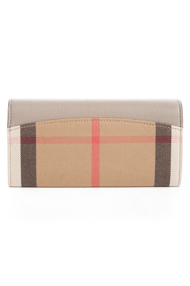 'Porter House' Check & Leather Derby Wallet, Alternate, color, THISTLE GREY