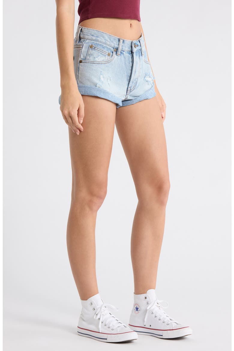 Get Low Denim Shorts, Alternate, color, LIGHT WASH DESTROY