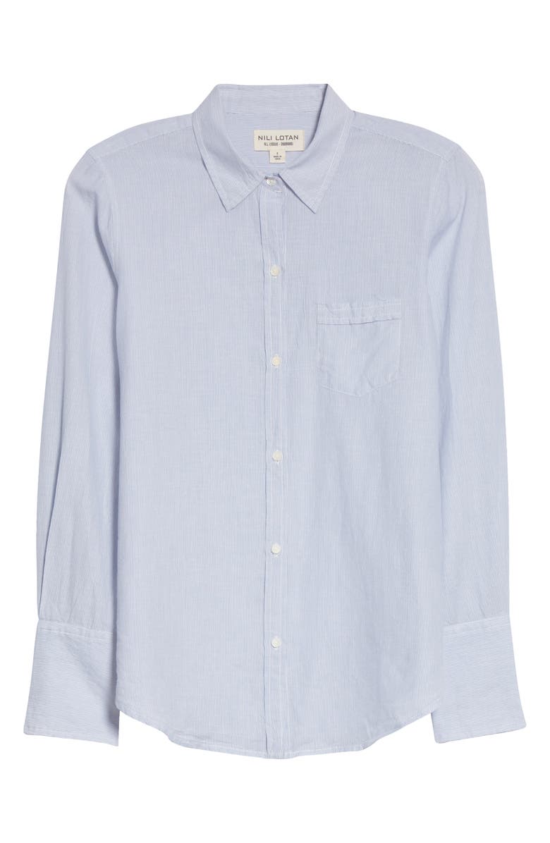 Nili Lotan Stripe Cotton Button-Up Shirt, Alternate, color, 
