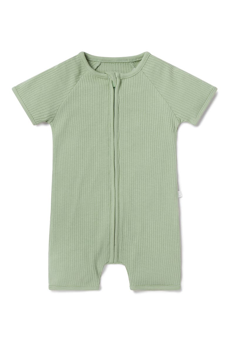 Ribbed Summer Zip-Up Sleepsuit, Main, color, RIBBED SAGE