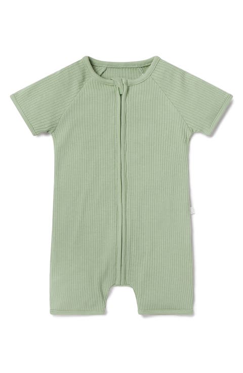 Ribbed Summer Zip-Up Sleepsuit