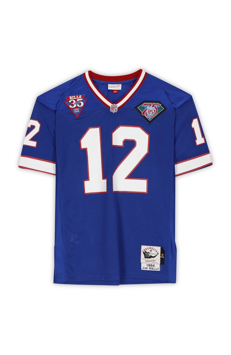 FANATICS AUTHENTIC Jim Kelly Buffalo Bills Autographed Blue Mitchell & Ness 1994 Authentic Jersey, Alternate, color,