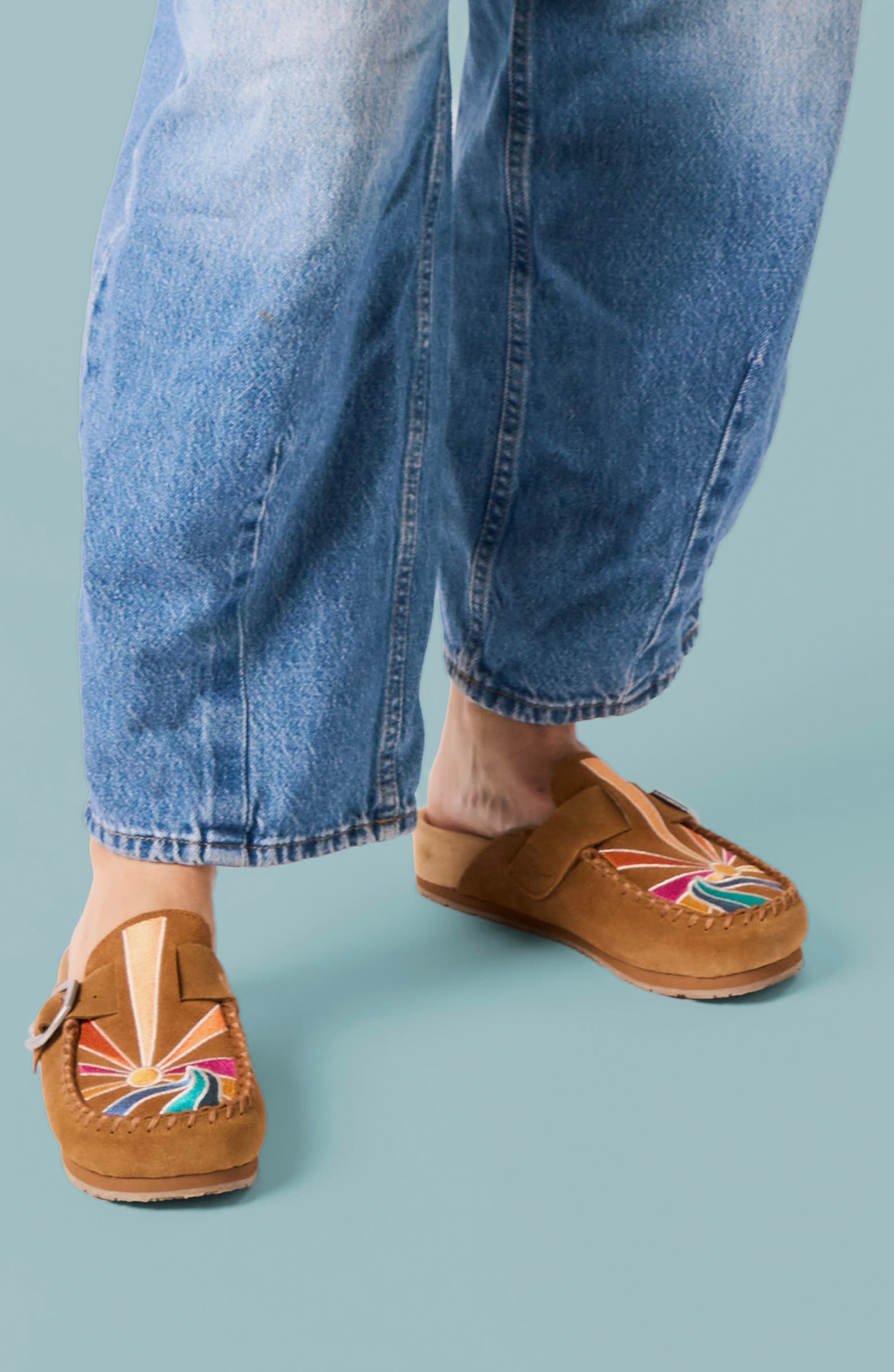 Buckle Leather Clog, Alternate, color, BROWN SUNSET