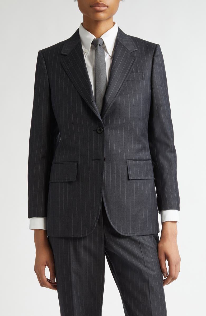 Thom Browne Pinstripe Wool Sport Coat, Main, color, Dark Grey