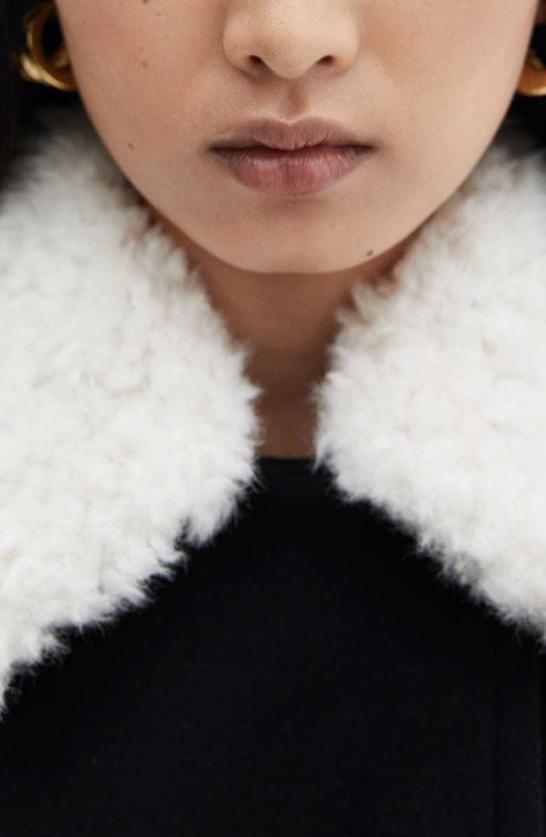 MANGO Faux Fur Collar Double Breasted Coat, Alternate, color, 