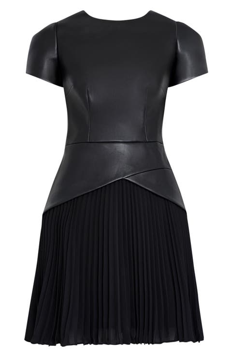 Haddy Pleated Faux Leather Minidress