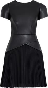 Milly Haddy Pleated Faux Leather Minidress