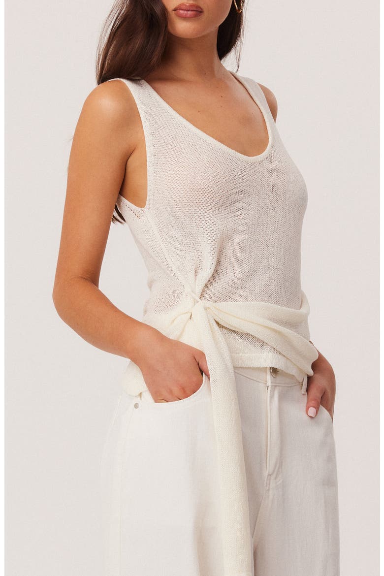 Mindy Semi Sheer Side Wrap Tank, Alternate, color, OFF WHITE
