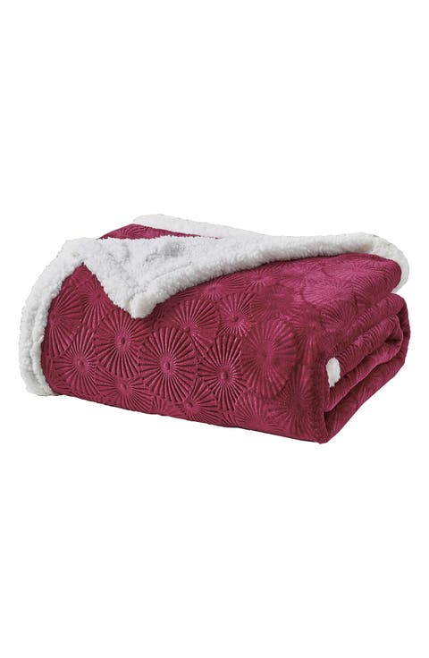Plush Embossed Louvre Faux Shearling Throw Blanket