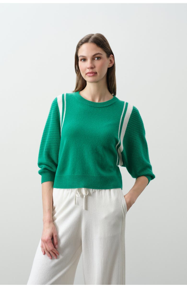 NAKED CASHMERE Amanda Cropped Dolman Crewneck, Main, color, Turf/Ecru