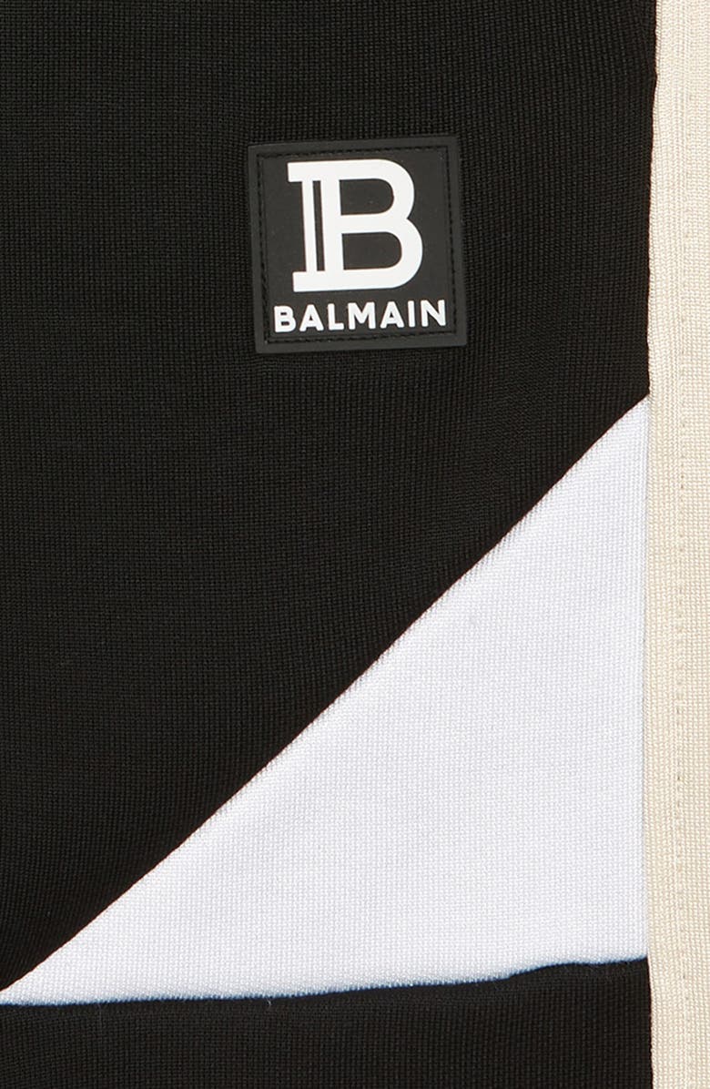 Balmain Kids' B Logo Colorblock Cotton Blend Sweat Shorts, Alternate, color, 