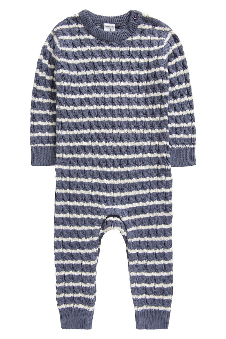 Cable Sweater Romper, Main, color, GREY FOLKSTONE- BLUE
