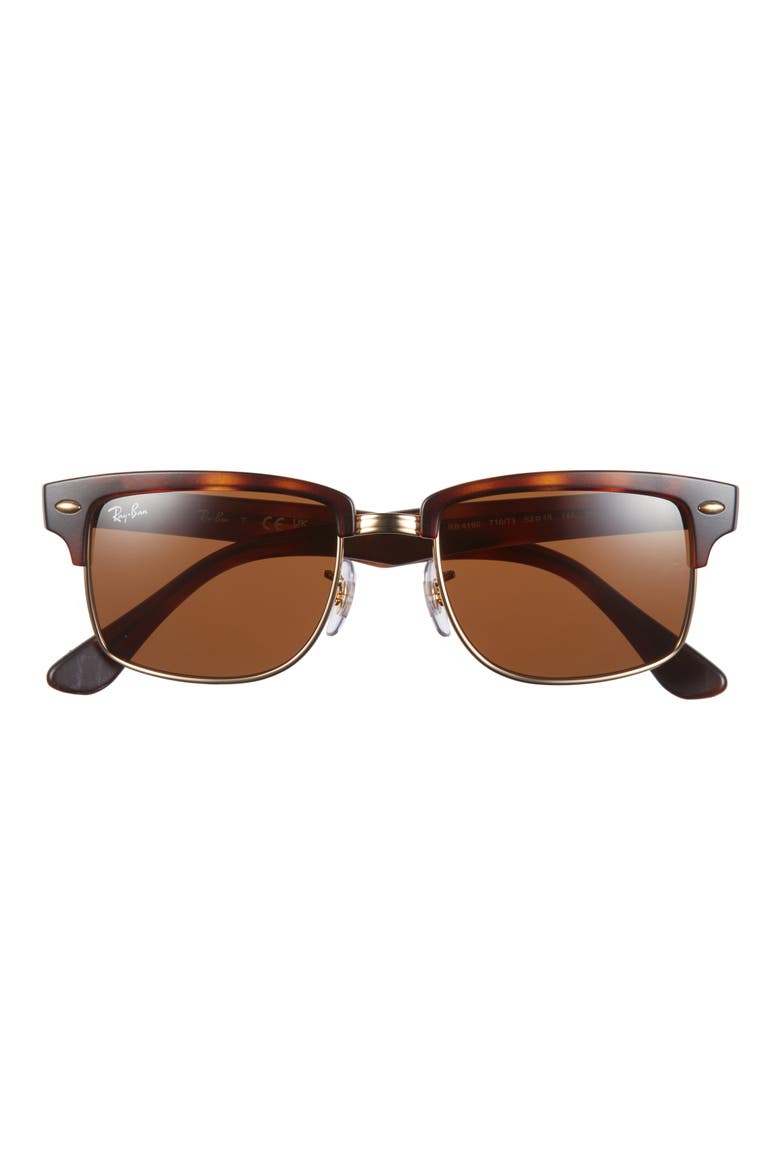 52mm Square Sunglasses, Main, color, DARK BROWN