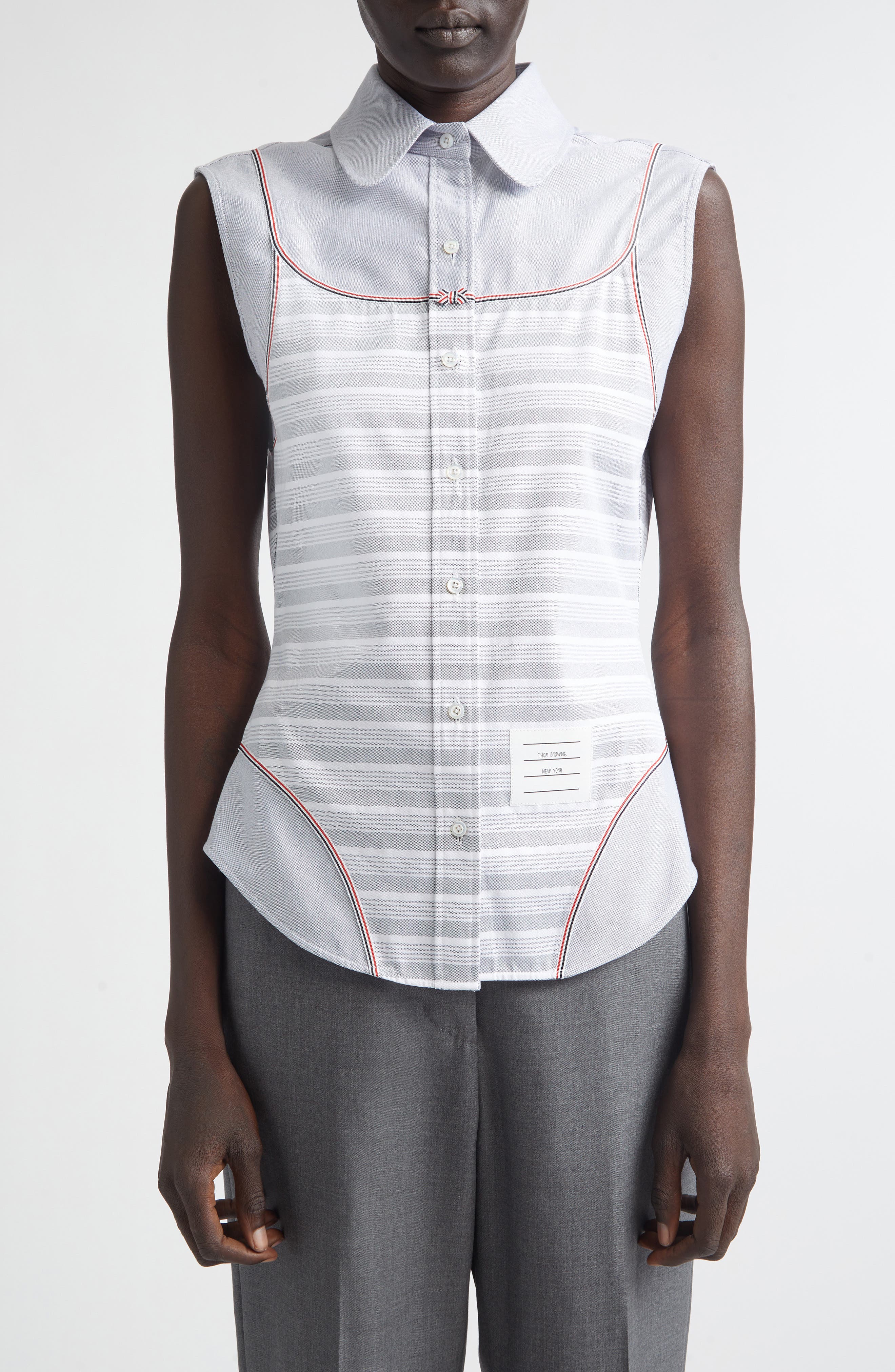 Bodysuit Effect Sleeveless Oxford Shirt