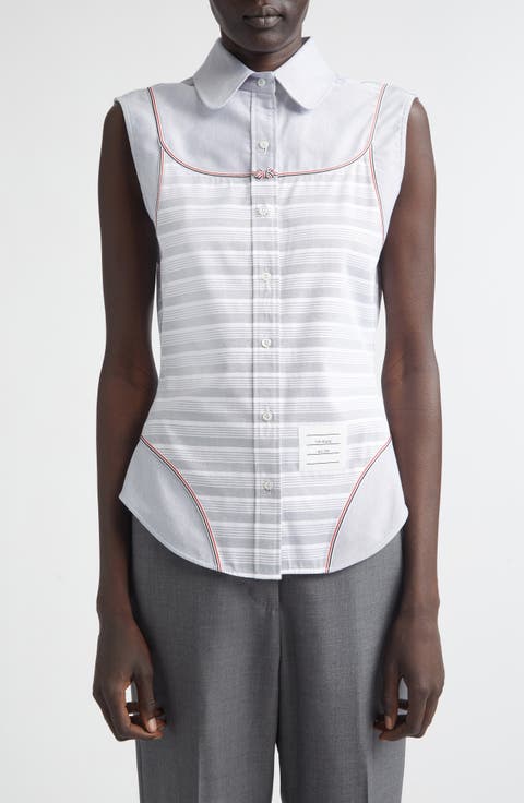 Bodysuit Effect Sleeveless Oxford Shirt