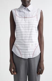 Thom Browne Bodysuit Effect Sleeveless Oxford Shirt
