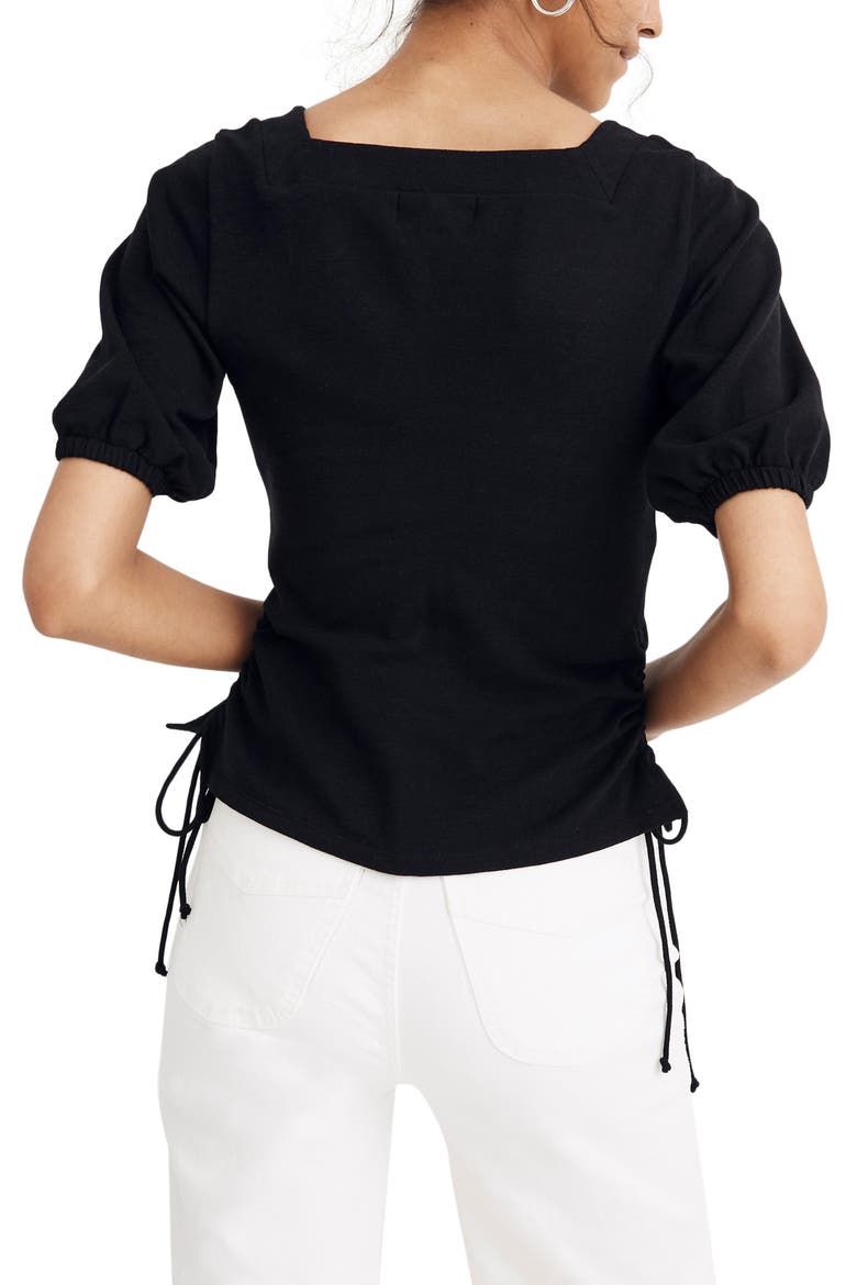 Square Neck Cinch Top, Alternate, color, TRUE BLACK