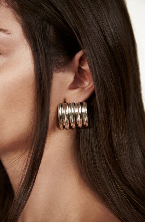 Kellery Dazzle Dream Tile Shaped Statement Earrings In Silver