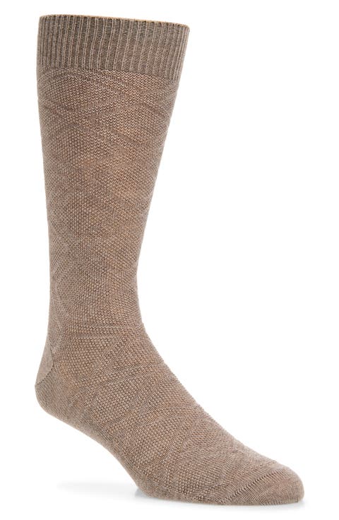 Diamond Jacquard Wool Blend Dress Socks