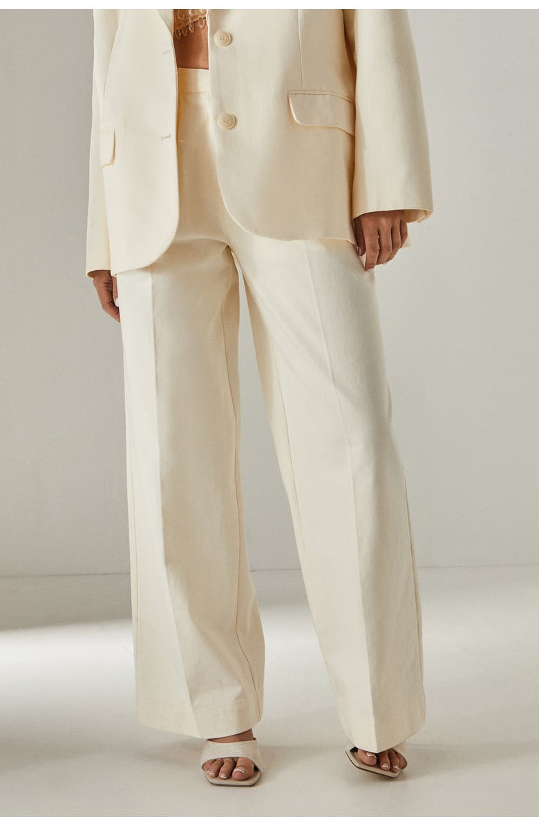 NASTY GAL Twill Buckle Tailored Pants, Main, color, Cream