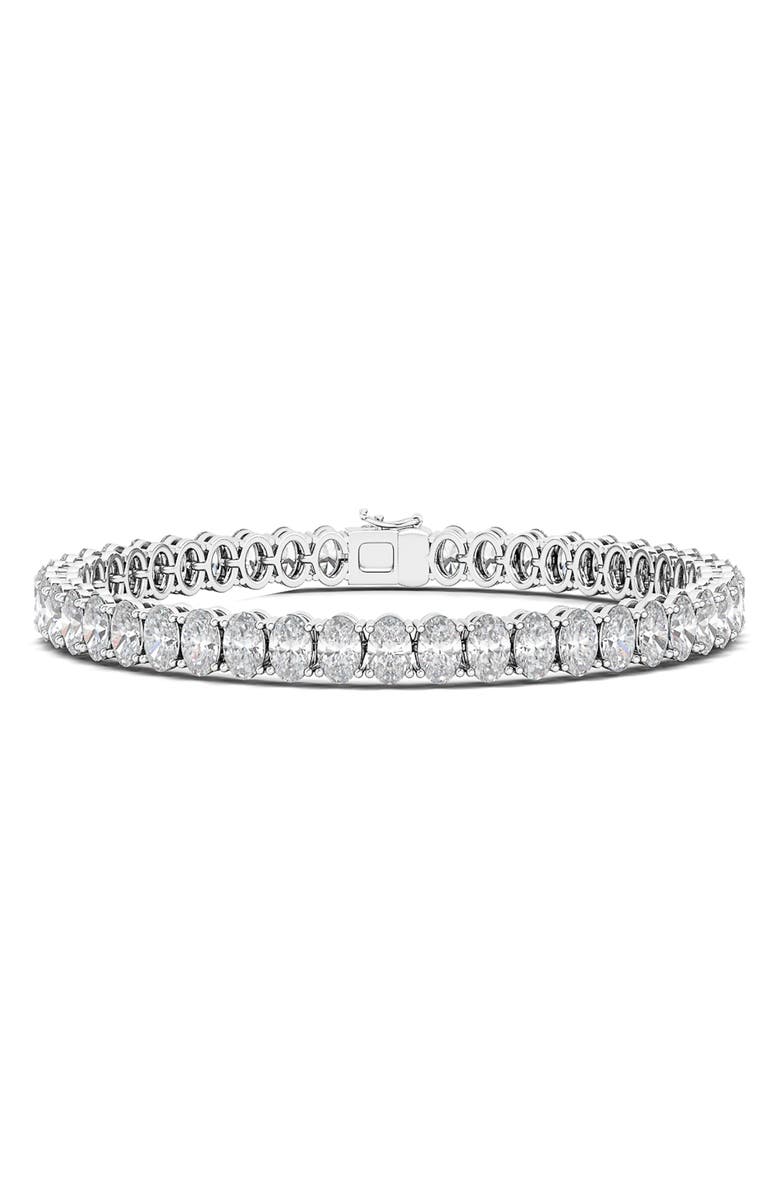 HauteCarat Oval Cut Lab Grown Diamond Tennis Bracelet, Main, color, 18K White Gold