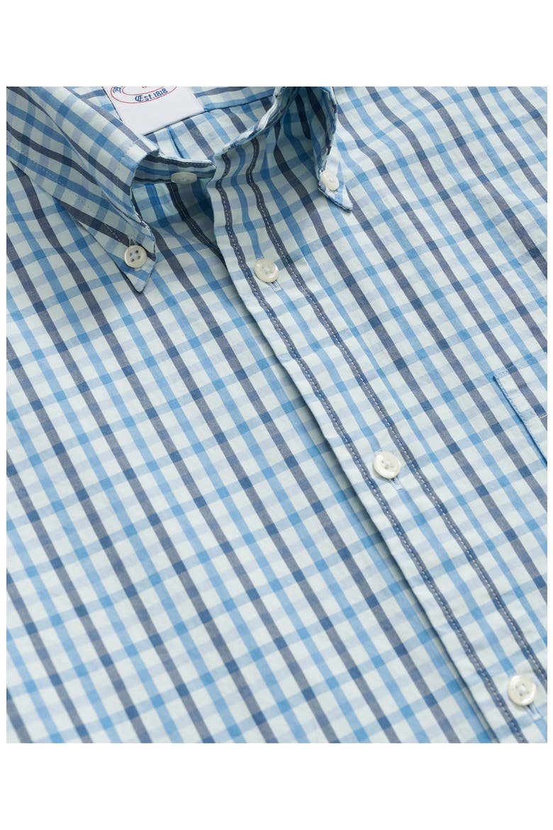 Friday Regular Fit Gingham Check Cotton Poplin Button-Down Shirt, Alternate, color, TURQUOISE/ AQUA