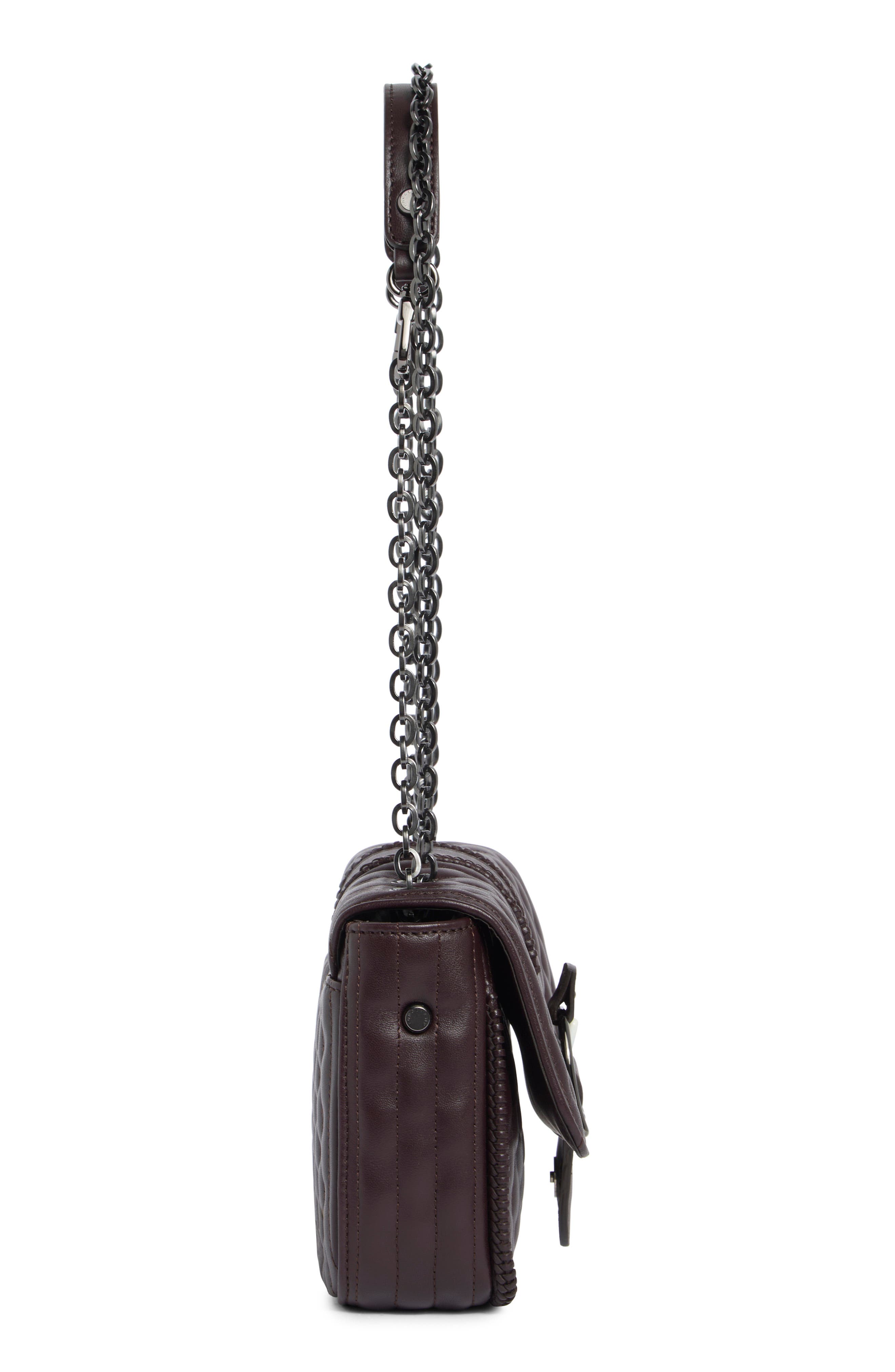 Longchamp Extra Small Quilted Leather Crossbody Bag, Alternate, color, Eggplant