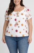 Liverpool Los Angeles Embroidered Tie Neck Top