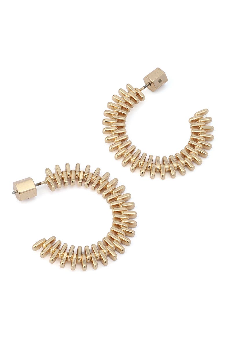 Zipper Hoop Earrings, Alternate, color, SHINY GOLD
