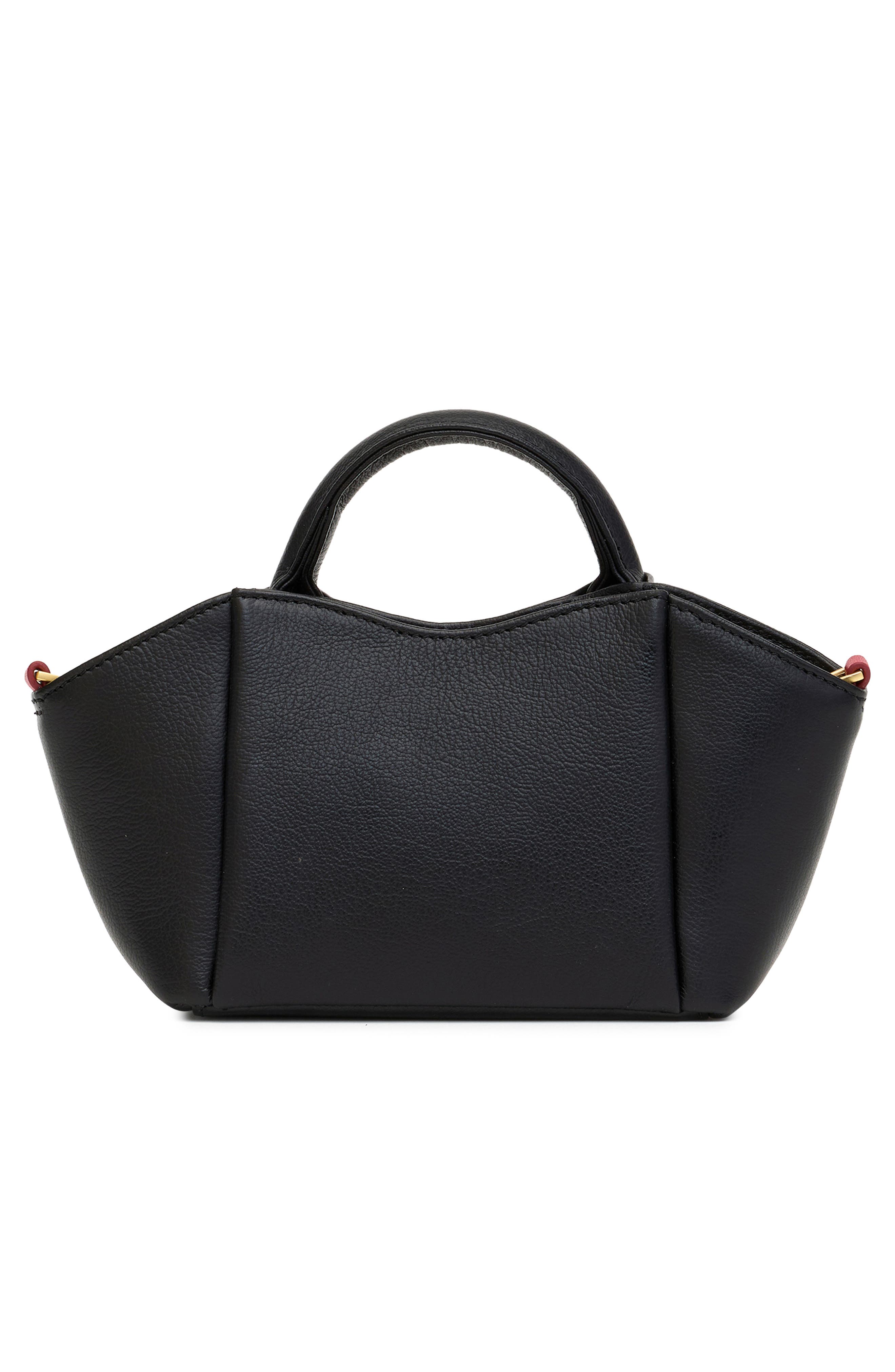 HAMMITT Mini Paul Leather Top Handle Bag, Alternate, color, Black Press/Gold Red Zip