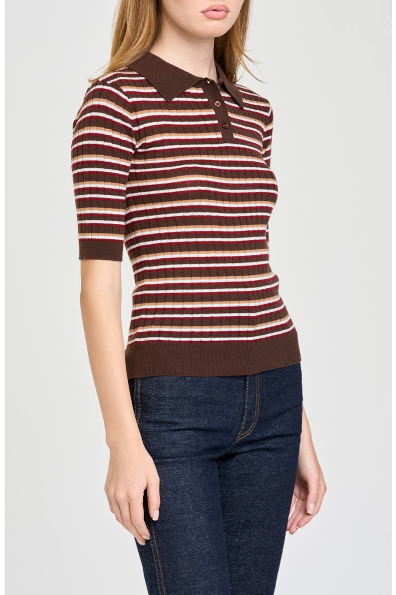 Sutton Striped Polo Sweater, Alternate, color, BROWN STRIPE