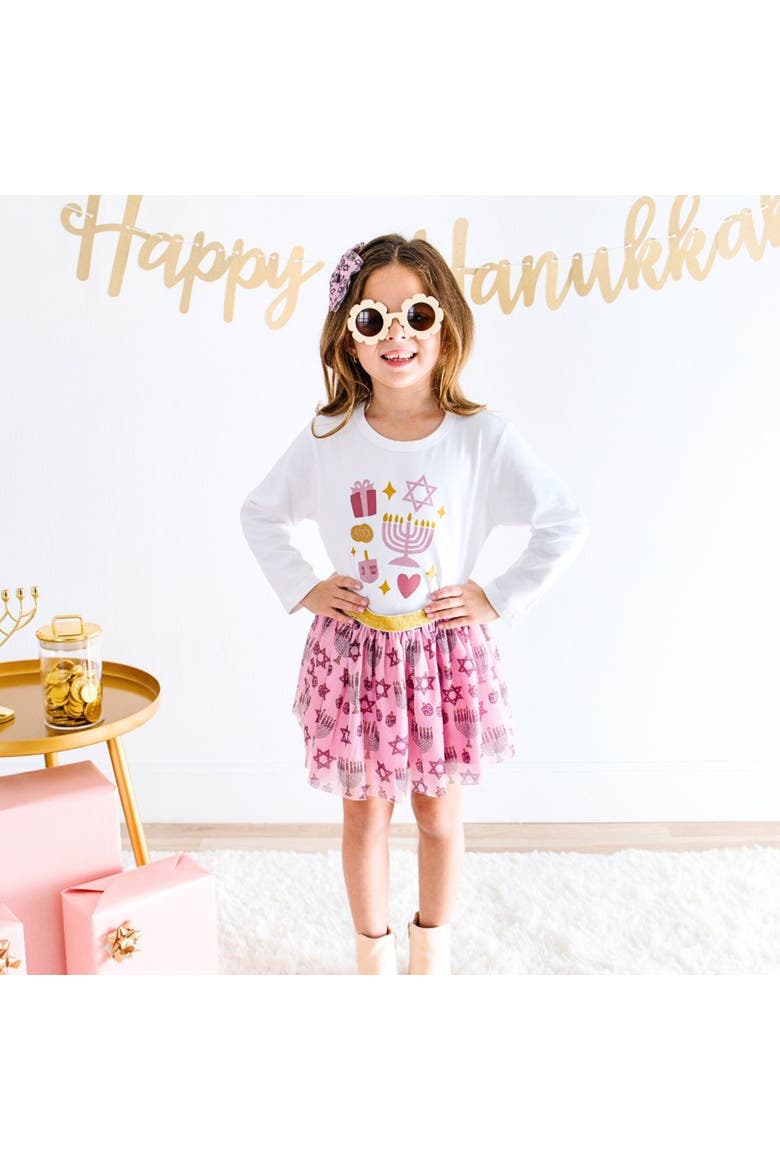 Hanukkah Doodle Long Sleeve Shirt, Alternate, color, White