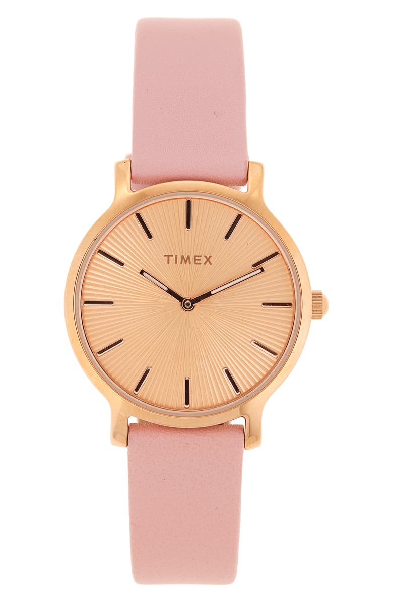 Timex<sup>®</sup> Transcend Leather Strap Watch, 34mm, Main, color, 