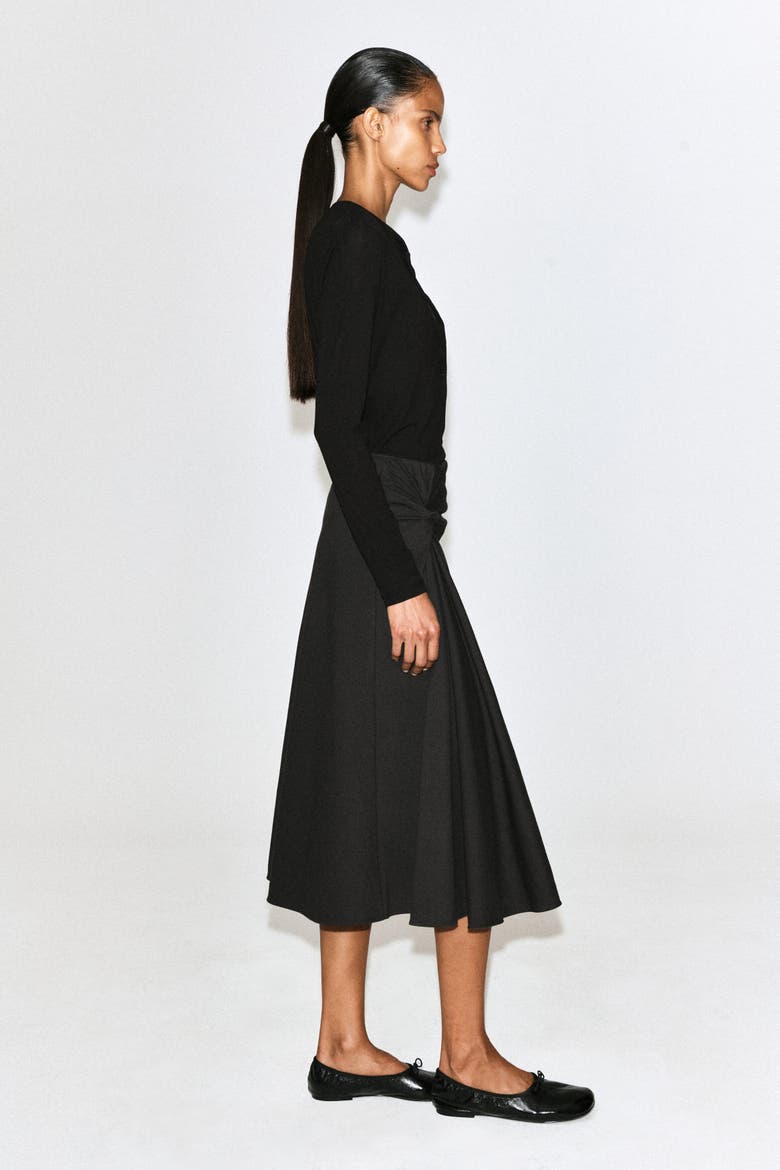 Twist-Detail Jersey Midi Skirt, Alternate, color, DARK GREEN