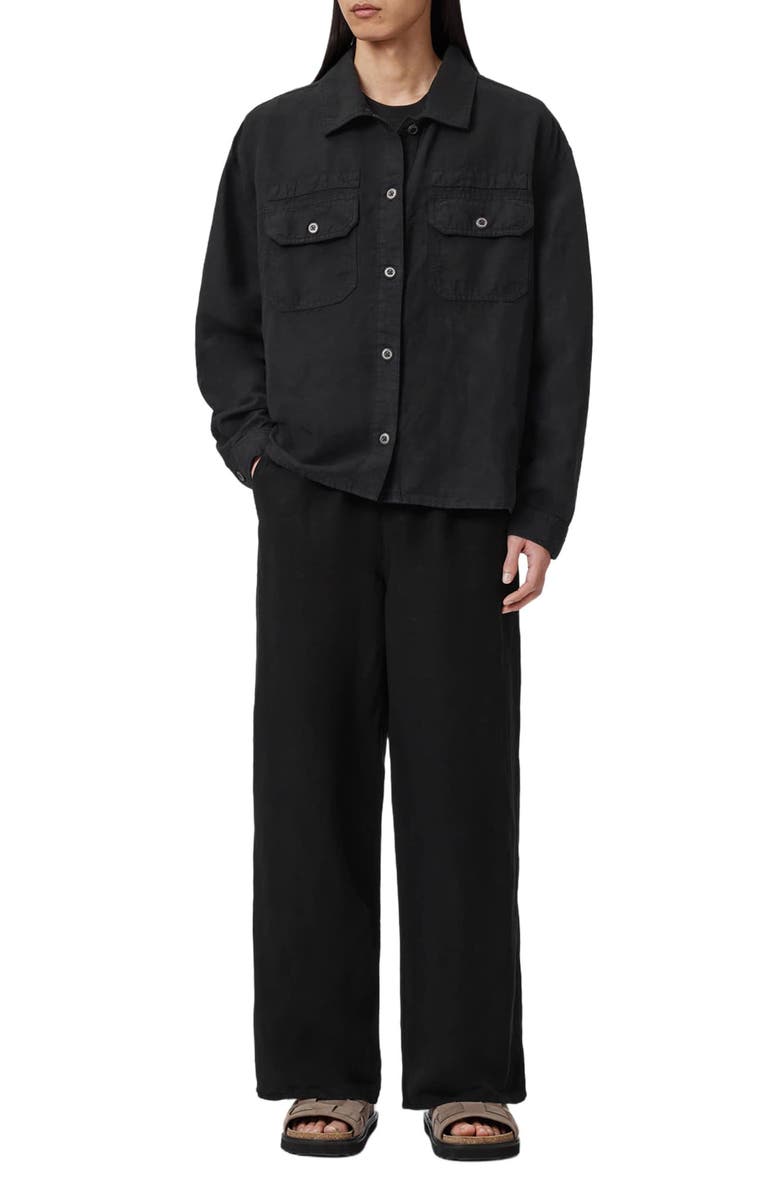 AllSaints Korten Relaxed Fit Shacket, Alternate, color, Black