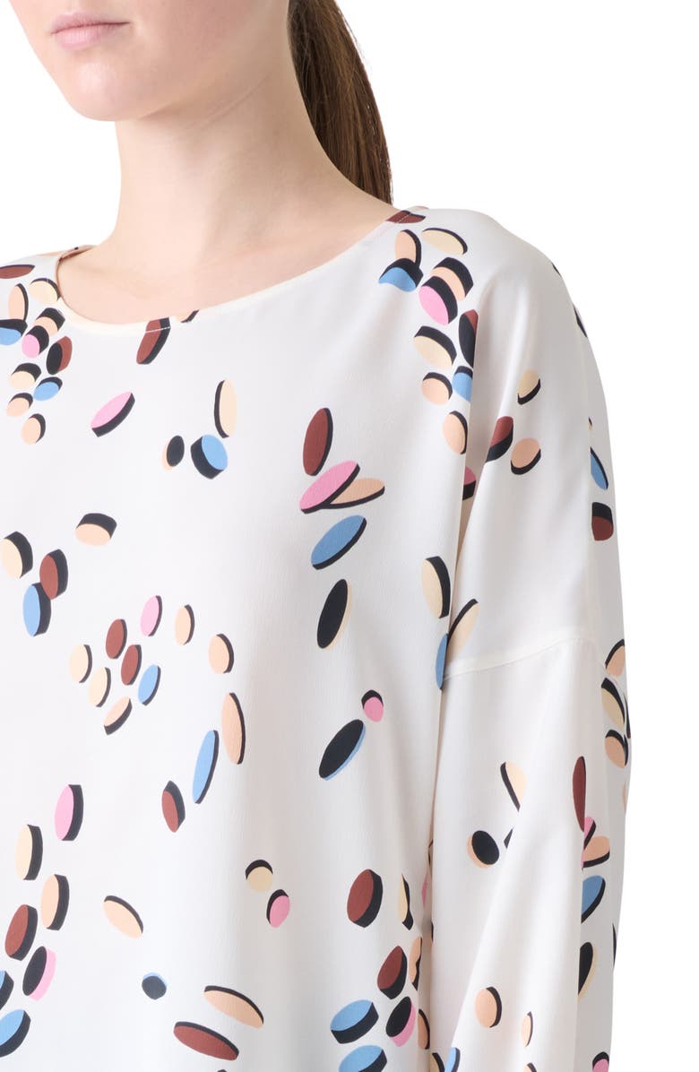 Akris punto Dropping Dots Satin Top, Alternate, color, Cream-Multicolor