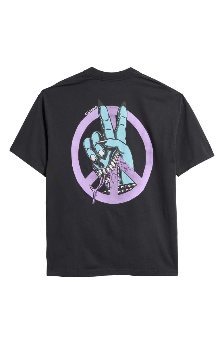 AllSaints Activist Cotton Graphic T-shirt, Alternate, color, Washed Black