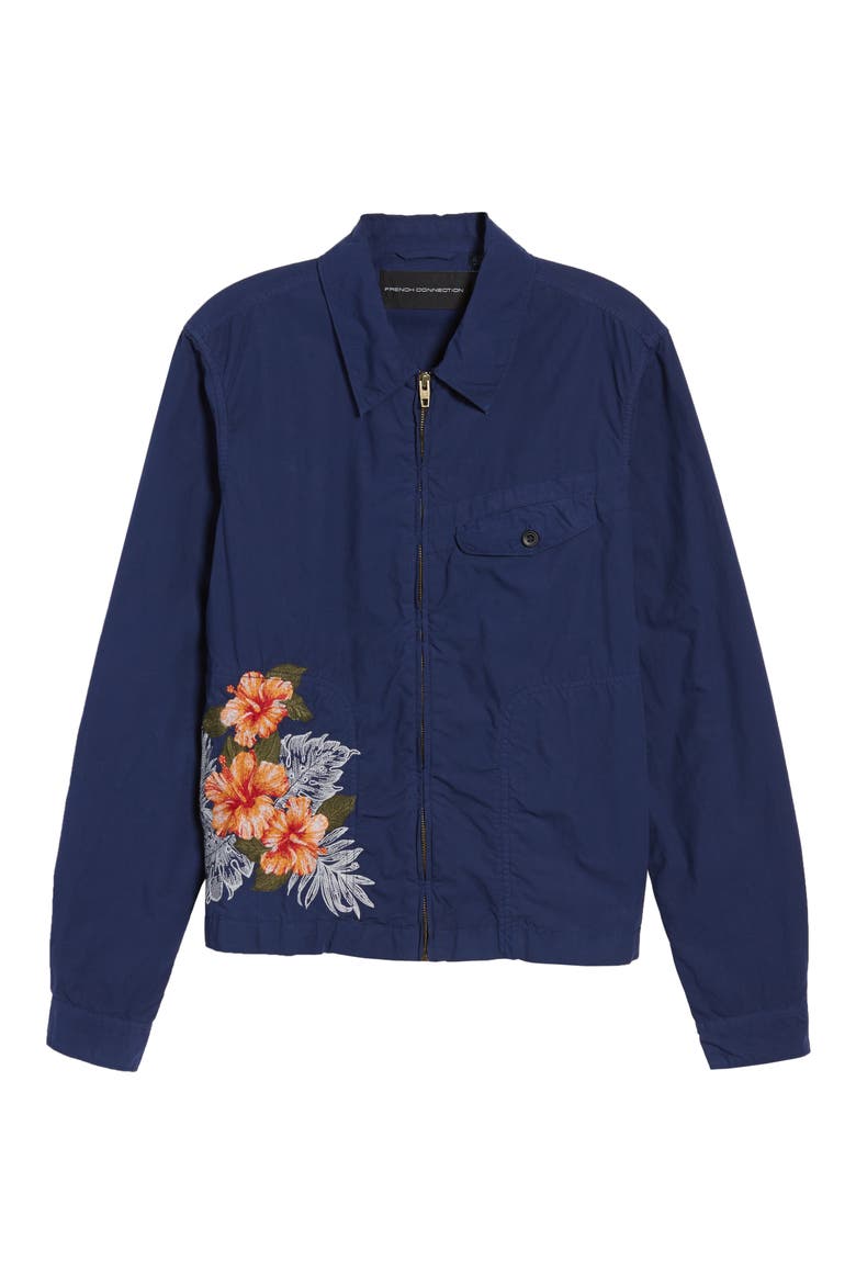 Embroidered Poplin Harrington Jacket, Alternate, color, PATRIOT BLUE