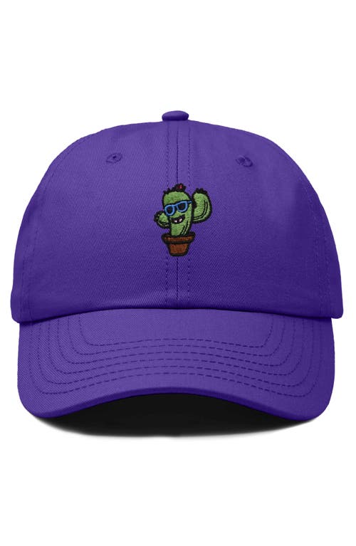 Dalix Cactus Embroidered Casual Cap In Purple