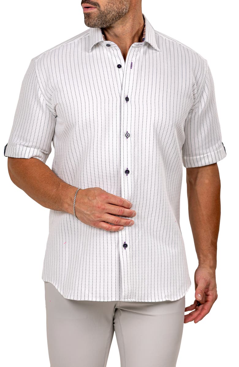 Maceoo Galileo Marthy Short Sleeve Cotton Button-Up Shirt, Alternate, color, 
