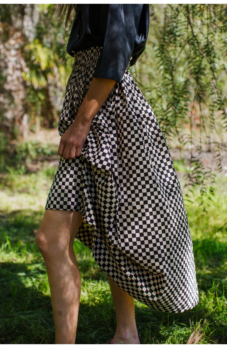 World of Crow Block Printed Black Skirt, Alternate, color, 