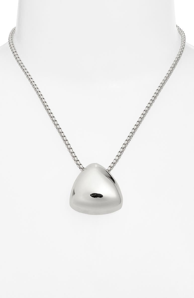 Open Edit Puffy Triangle Pendant Necklace, Alternate, color, Silver
