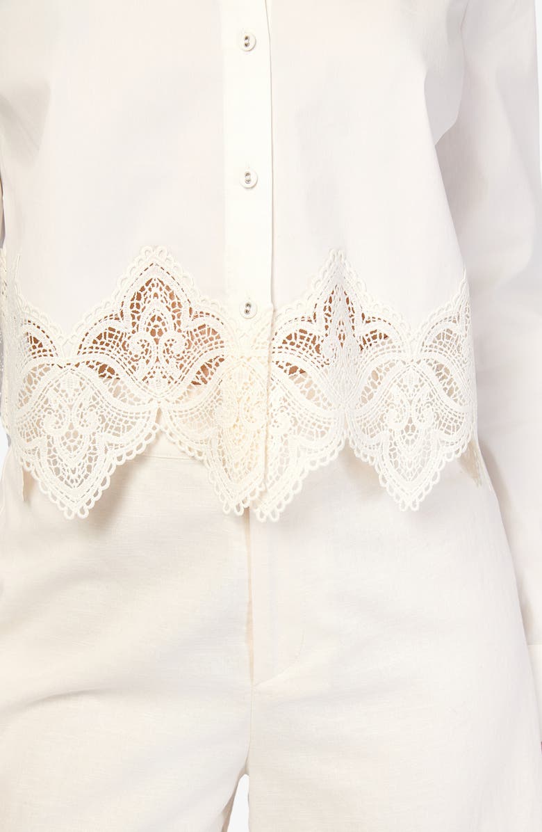 CAMI NYC Cielo Lace Trim Crop Shirt, Alternate, color, 