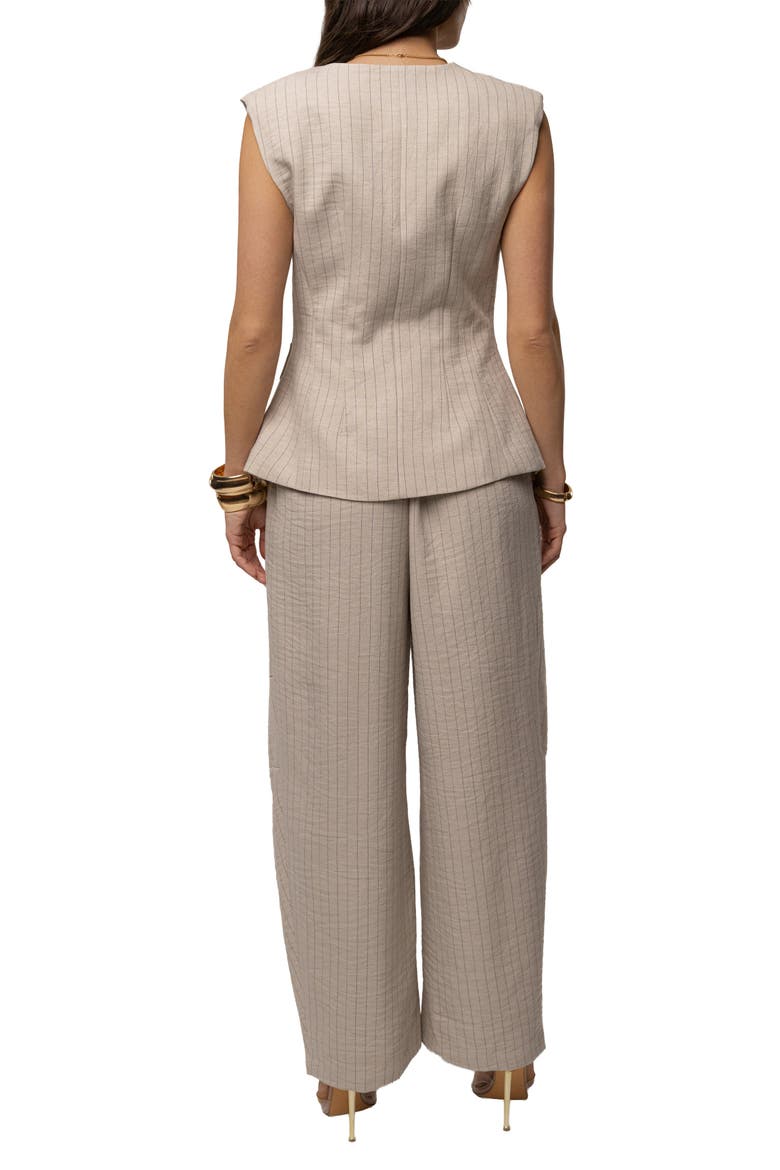 Power Pinstripe Pant Set, Alternate, color, Beige
