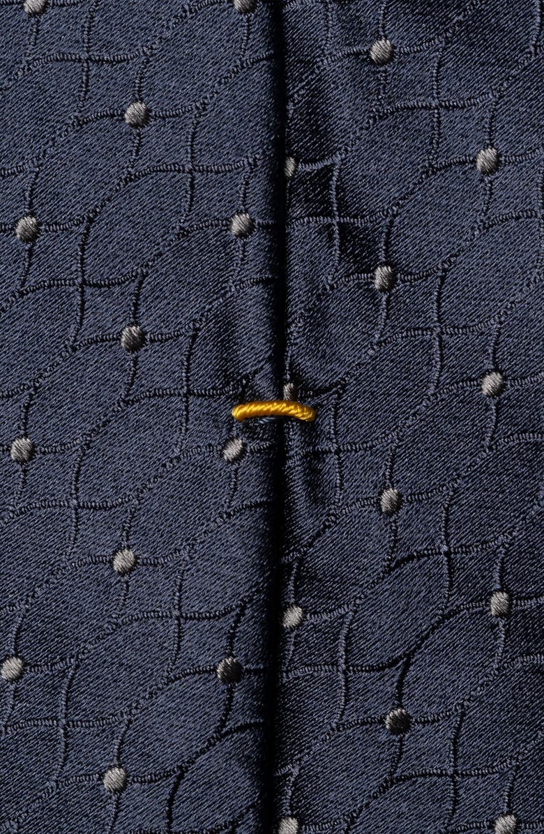 Eton Navy Patterned Silk Jacquard Tie, Alternate, color, Navy