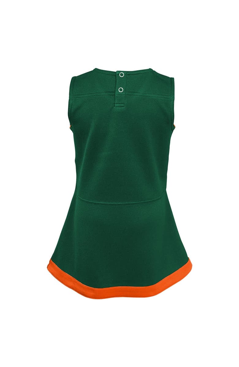Outerstuff Girls Youth Green Miami Hurricanes Cheer Captain Jumper Dress, Alternate, color, Green