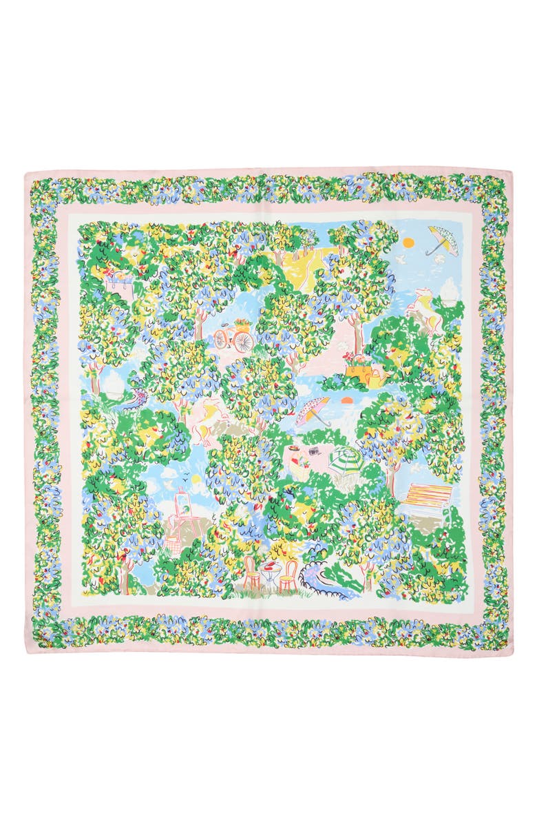 Kate Spade New York springtime gardens silk square scarf, Main, color, 