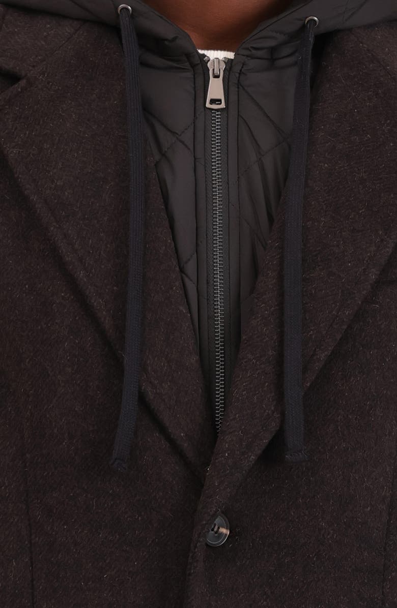 Bagatelle Wool Blend Blazer with Quilted Hooded Bib, Alternate, color, Licorice