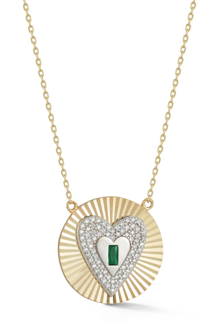 CZ Heart Pendant Necklace, Main, color, GOLD